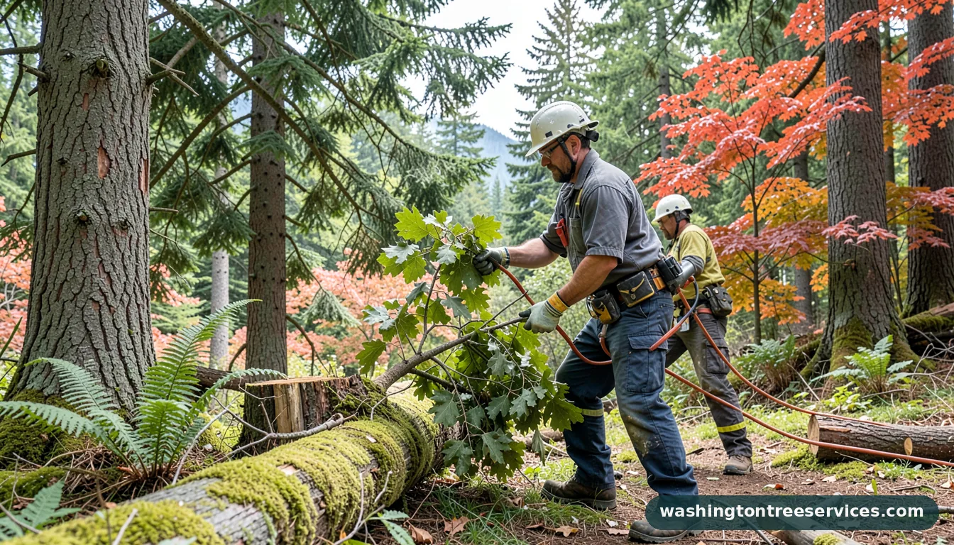 what is the average cost to trim a large tree - tree service equipment and crew in Washington