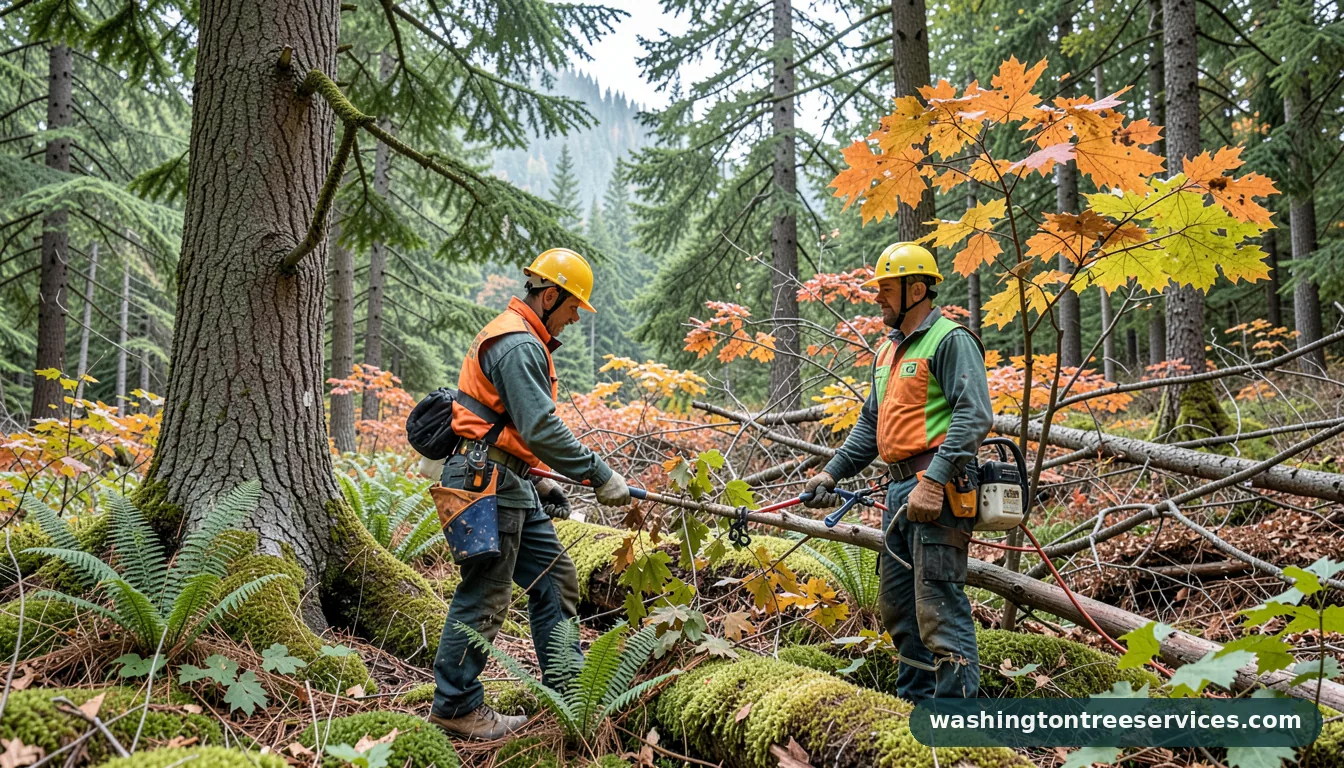 what is tree trimming - tree service equipment and crew in Washington