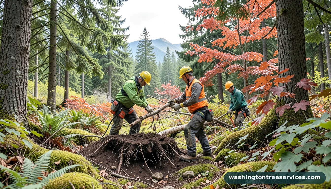 what kills tree roots quickly - certified arborists at work in Washington