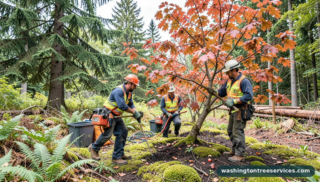 what's the best time to prune apple trees - tree service equipment and crew in Washington