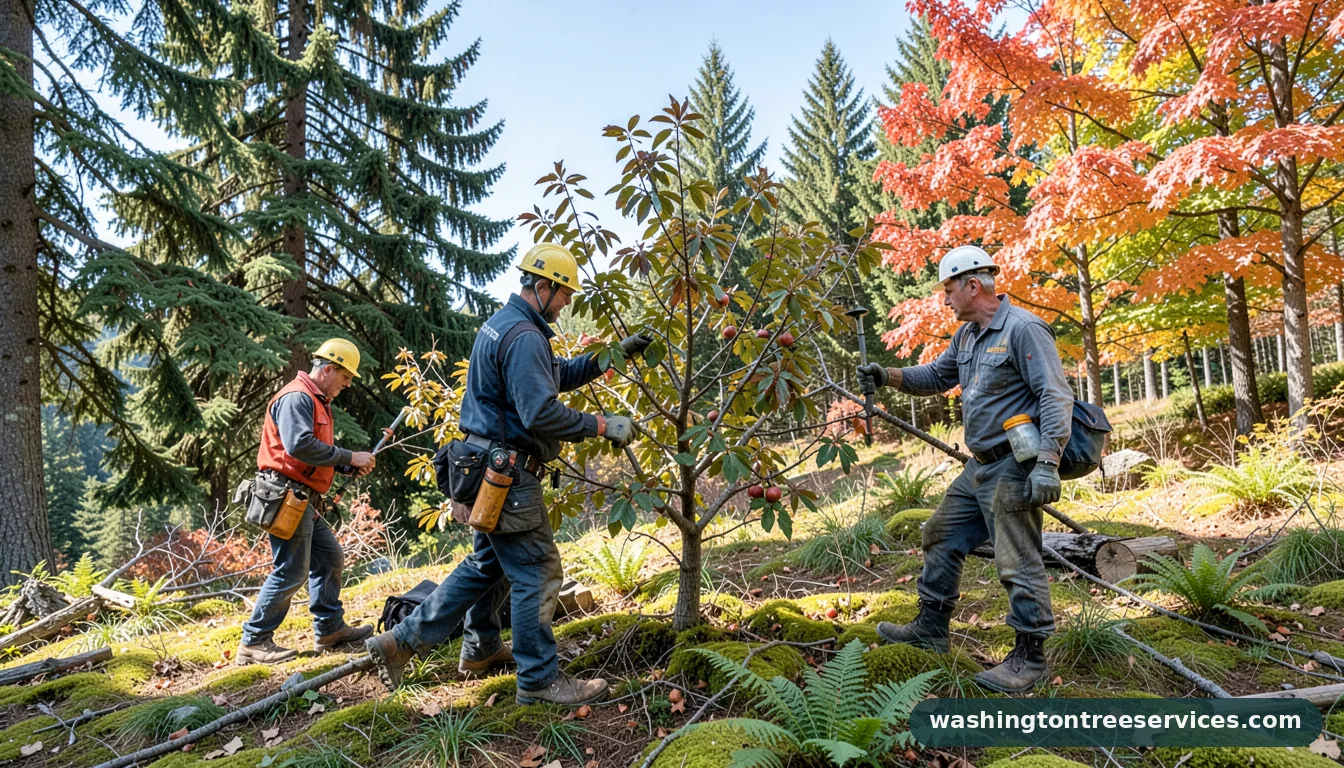 Certified arborists handling what time of year is best to prune fruit trees in Washington what time of year is best to prune fruit trees - certified arborists at work in Washington