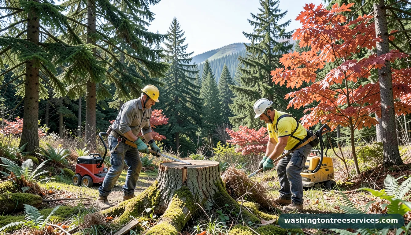 Certified arborists handling what to do with tree stump in yard in Washington what to do with tree stump in yard - certified arborists at work in Washington