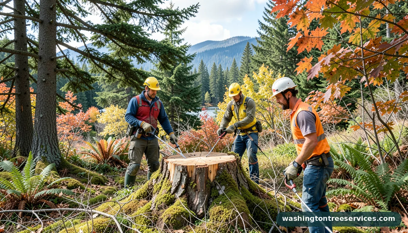 Professional equipment for what to do with tree stump in yard in Washington what to do with tree stump in yard - tree service equipment and crew in Washington