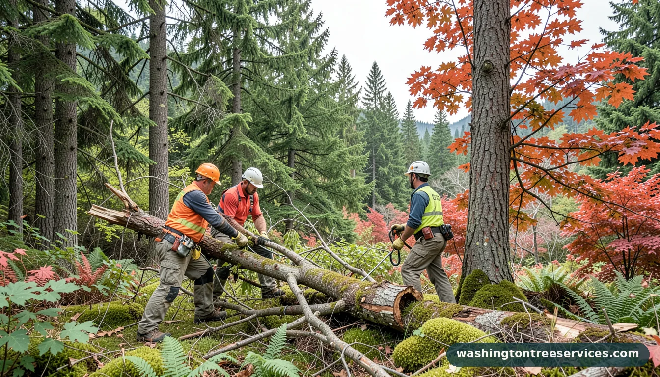 when is a good time to prune trees - tree service equipment and crew in Washington