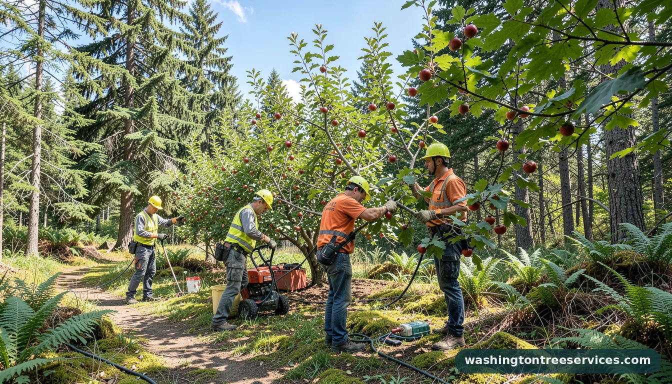 when is a good time to trim apple trees - tree service equipment and crew in Washington