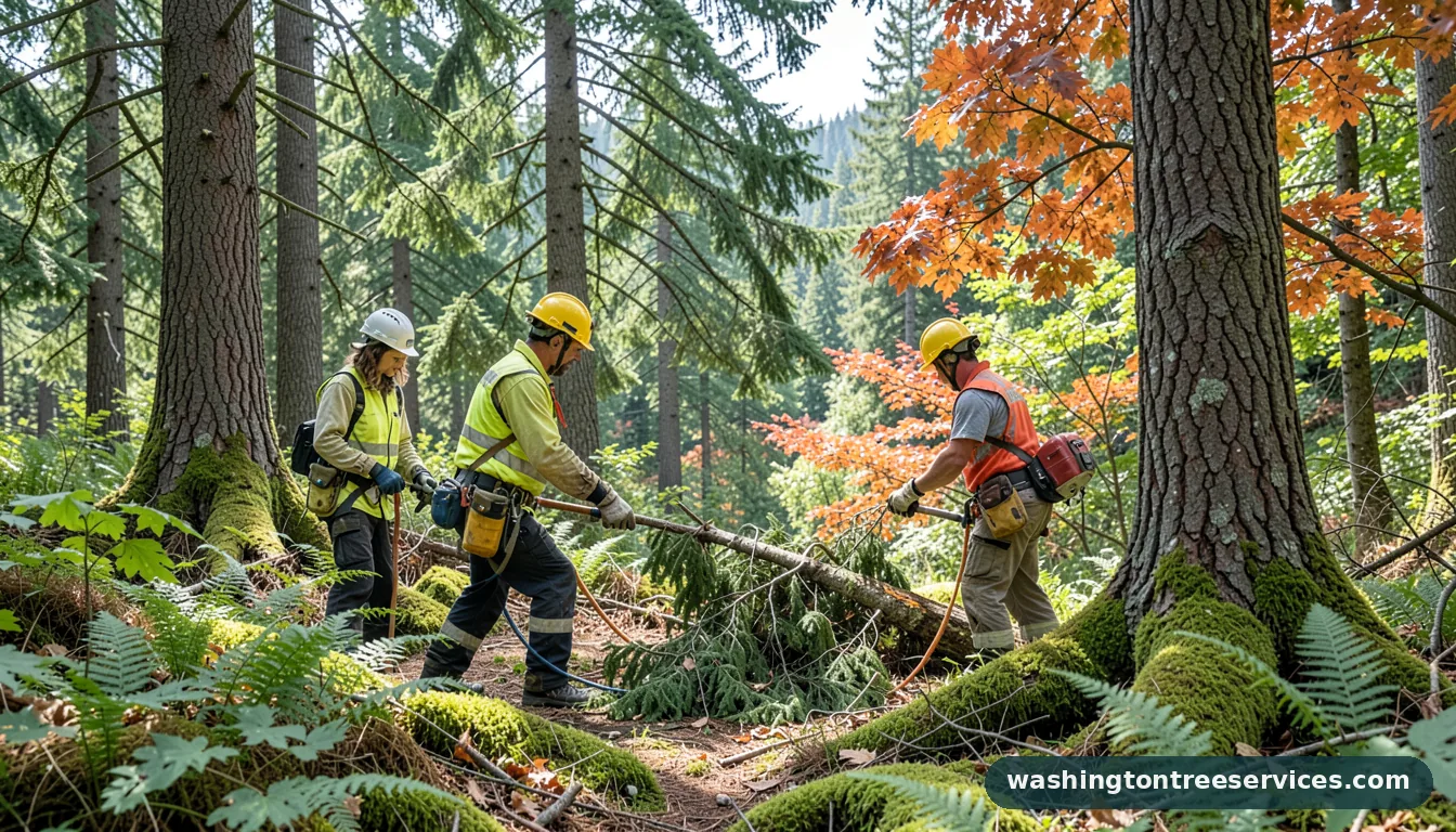 when is the best time to trim trees and bushes - tree service equipment and crew in Washington
