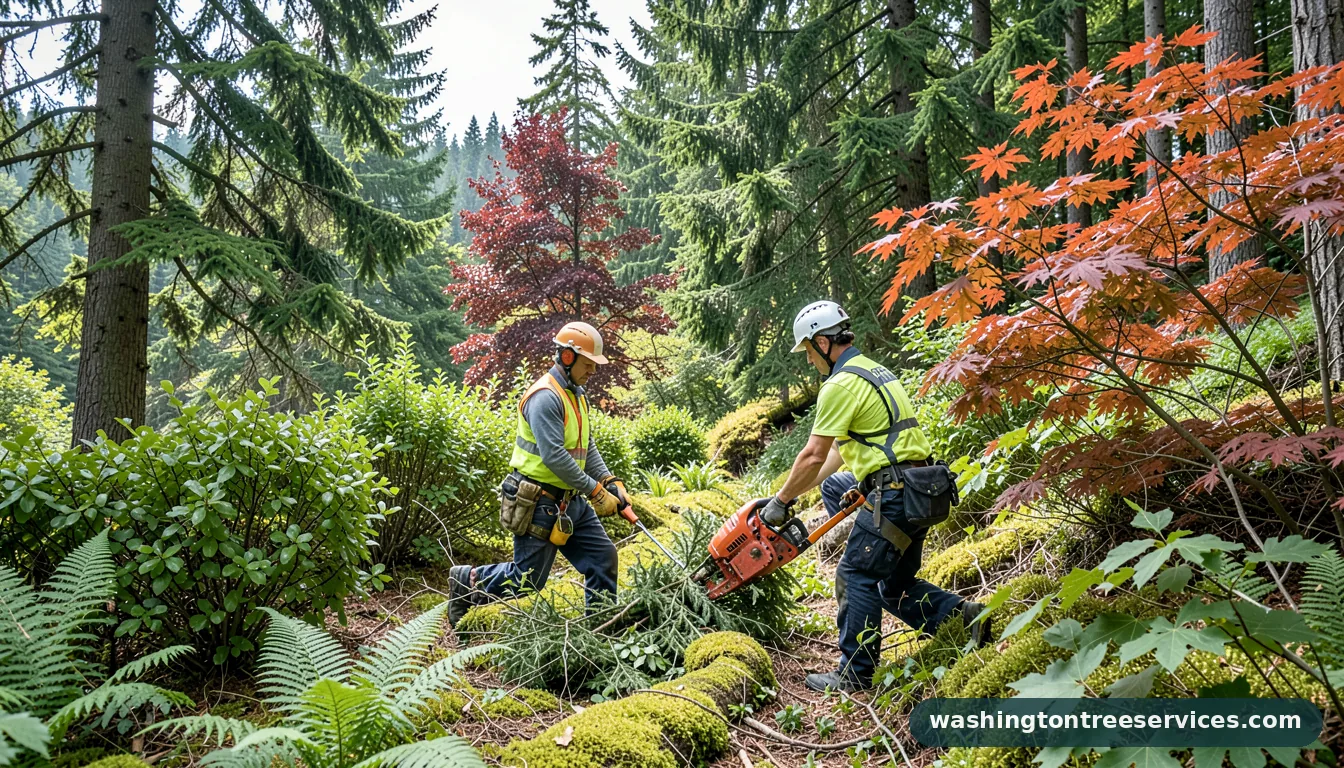 when to cut back hedges and shrubs - tree service equipment and crew in Washington