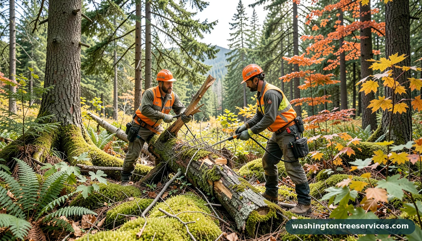 when to cut shrubs back - tree service equipment and crew in Washington