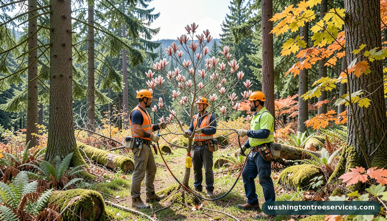 when to prune a magnolia tree - tree service equipment and crew in Washington