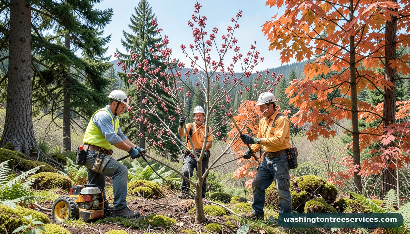 when to prune flowering plum tree - certified arborists at work in Washington