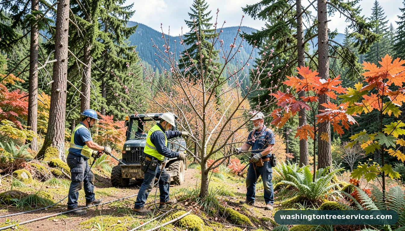 when to prune flowering plum tree - tree service equipment and crew in Washington