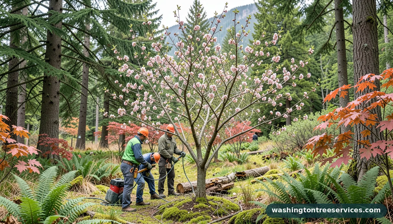 when to prune flowering plum tree - completed tree work by Washington Tree Services