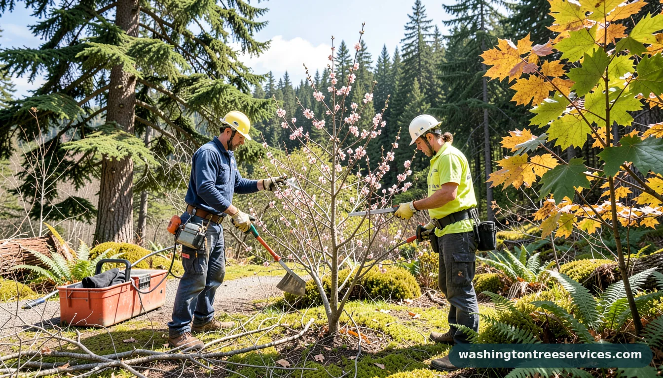 when to prune weeping cherry trees - tree service equipment and crew in Washington