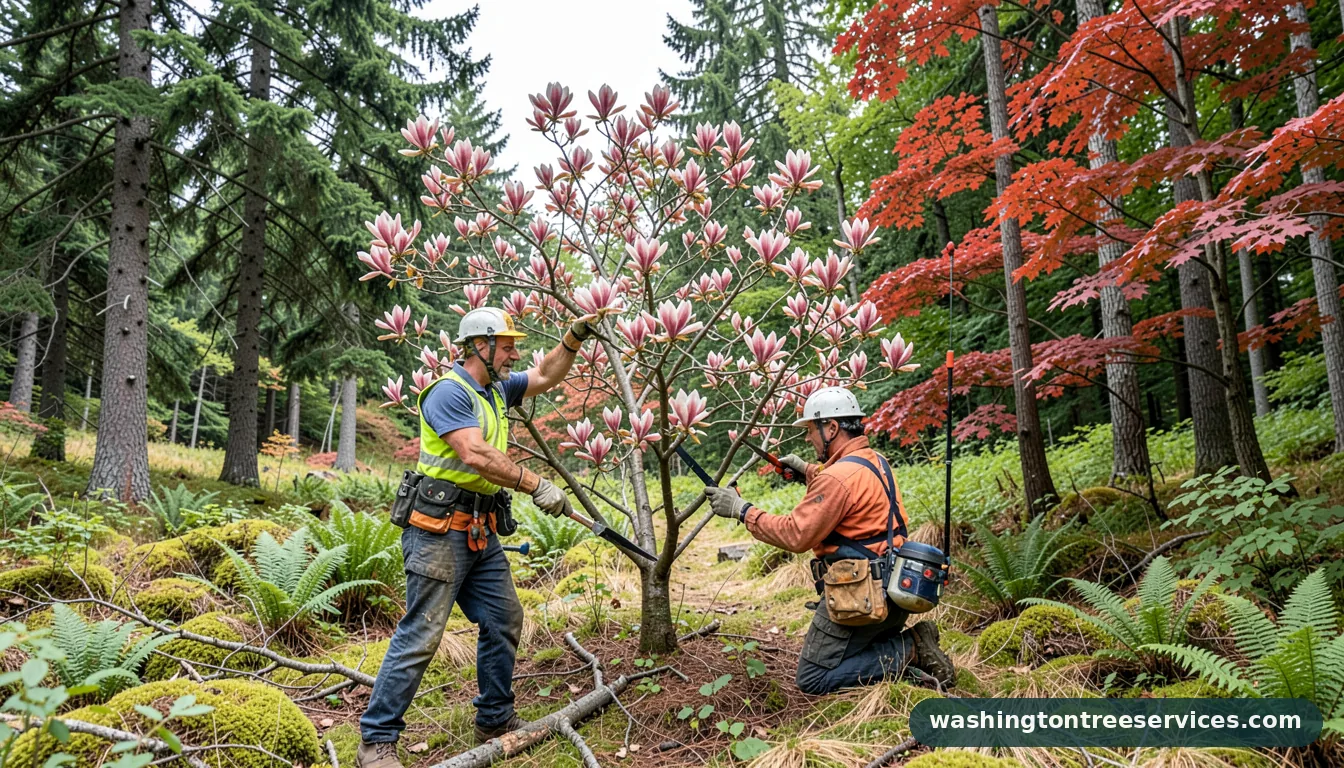 Certified arborists handling when to trim a magnolia tree in Washington when to trim a magnolia tree - certified arborists at work in Washington