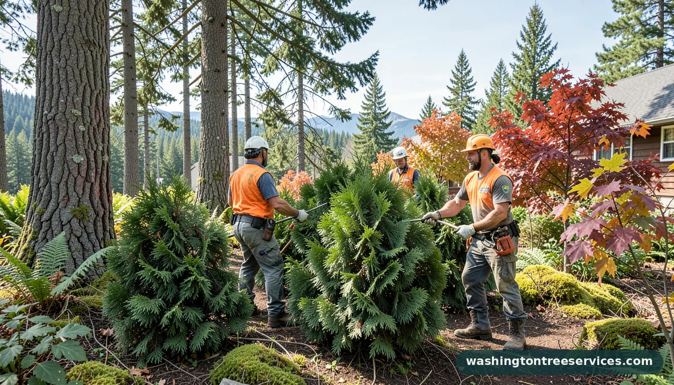 when to trim arborvitae - completed tree work by Washington Tree Services