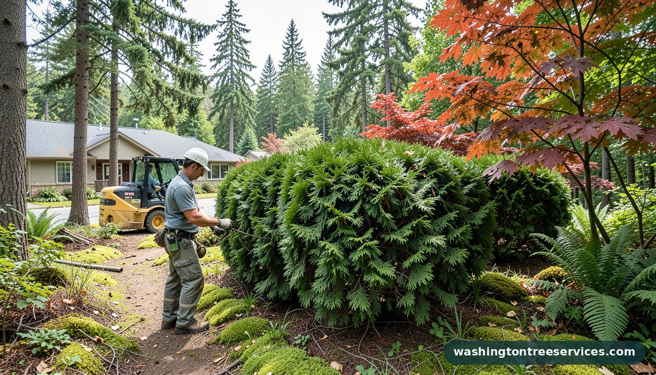 Completed when to trim thuja hedge project by Washington Tree Services when to trim thuja hedge - completed tree work by Washington Tree Services