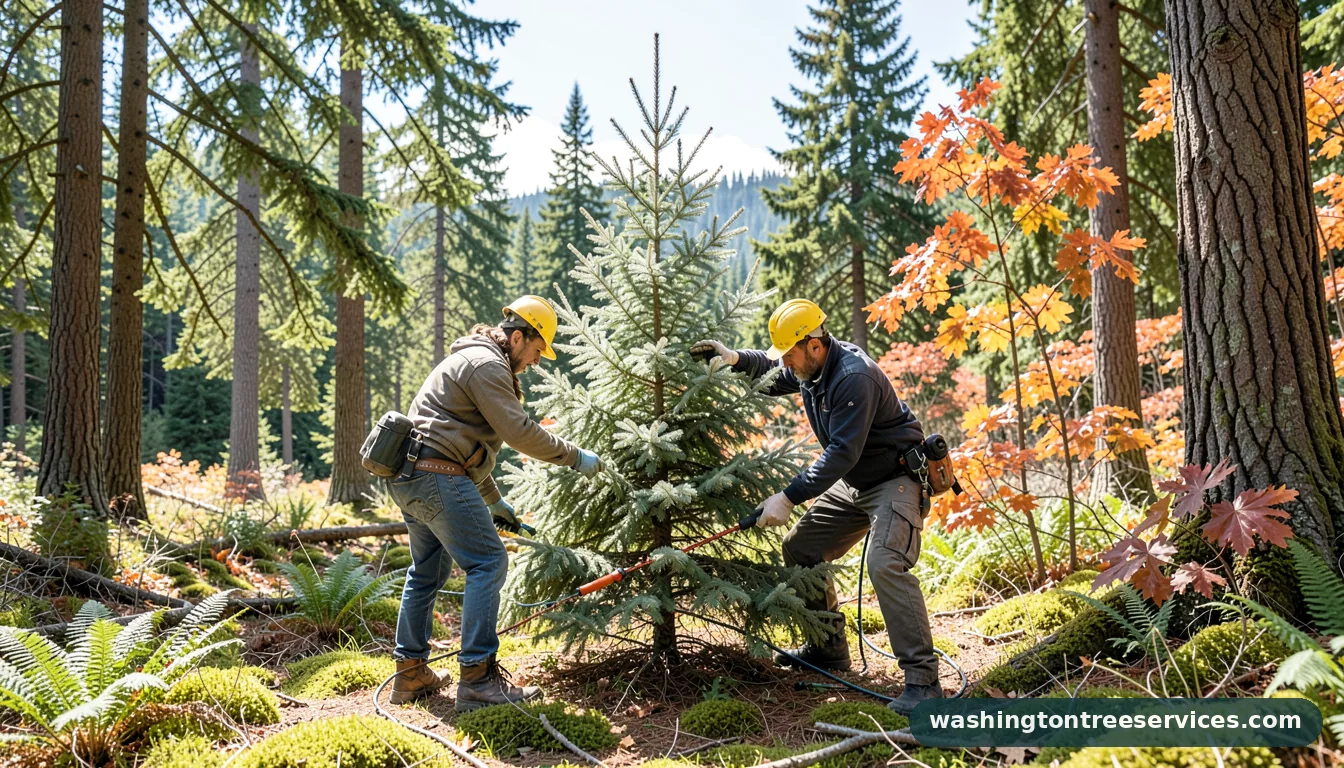 Certified arborists handling white spruce tree care in Washington white spruce tree care - certified arborists at work in Washington