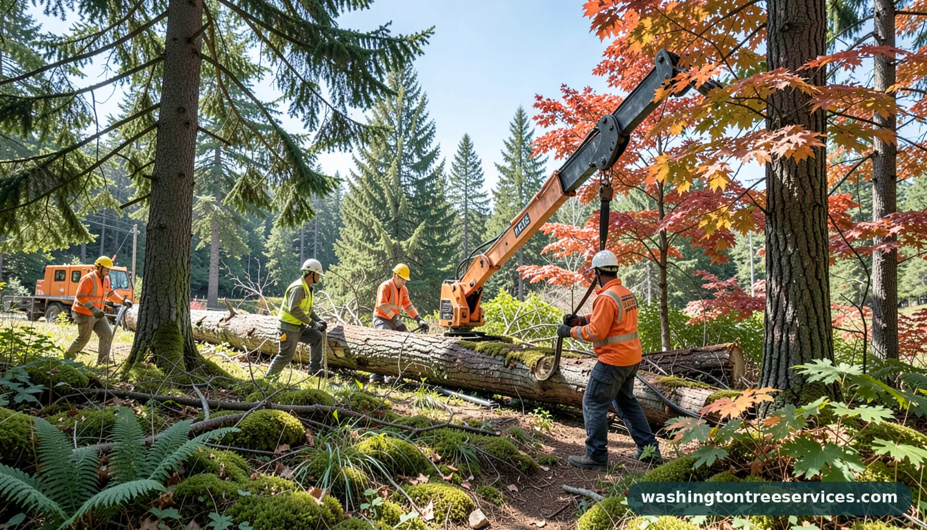 winch tree removal - tree service equipment and crew in Washington