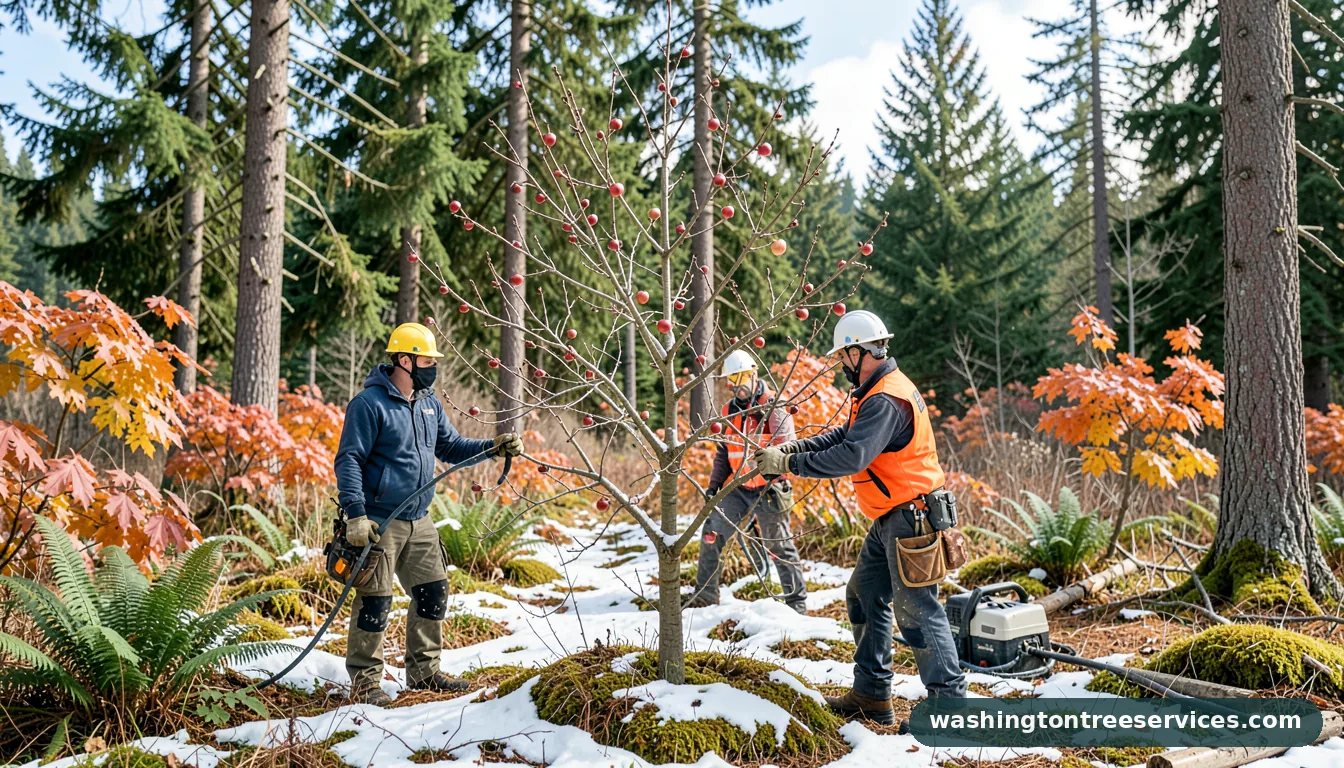 winter prune apple tree - certified arborists at work in Washington