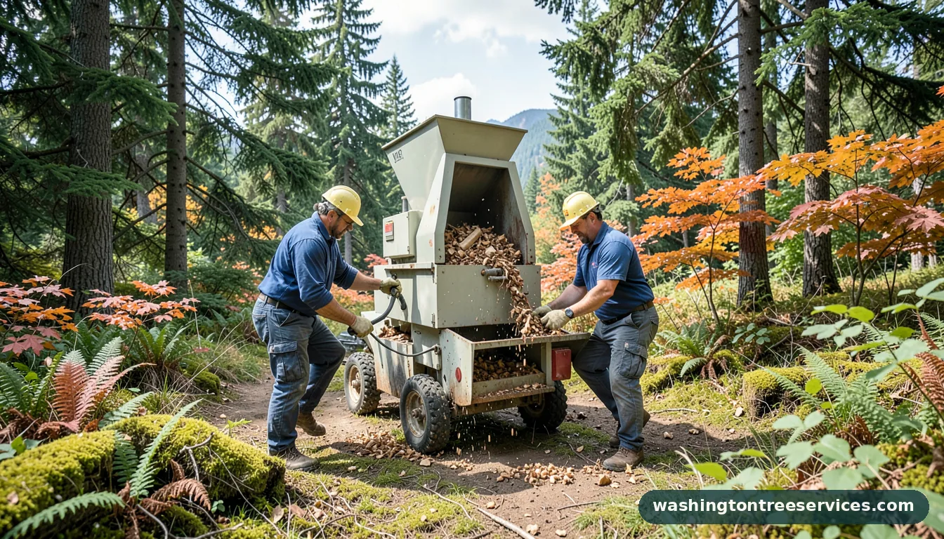 Certified arborists handling wood chipper service cost in Washington wood chipper service cost - certified arborists at work in Washington