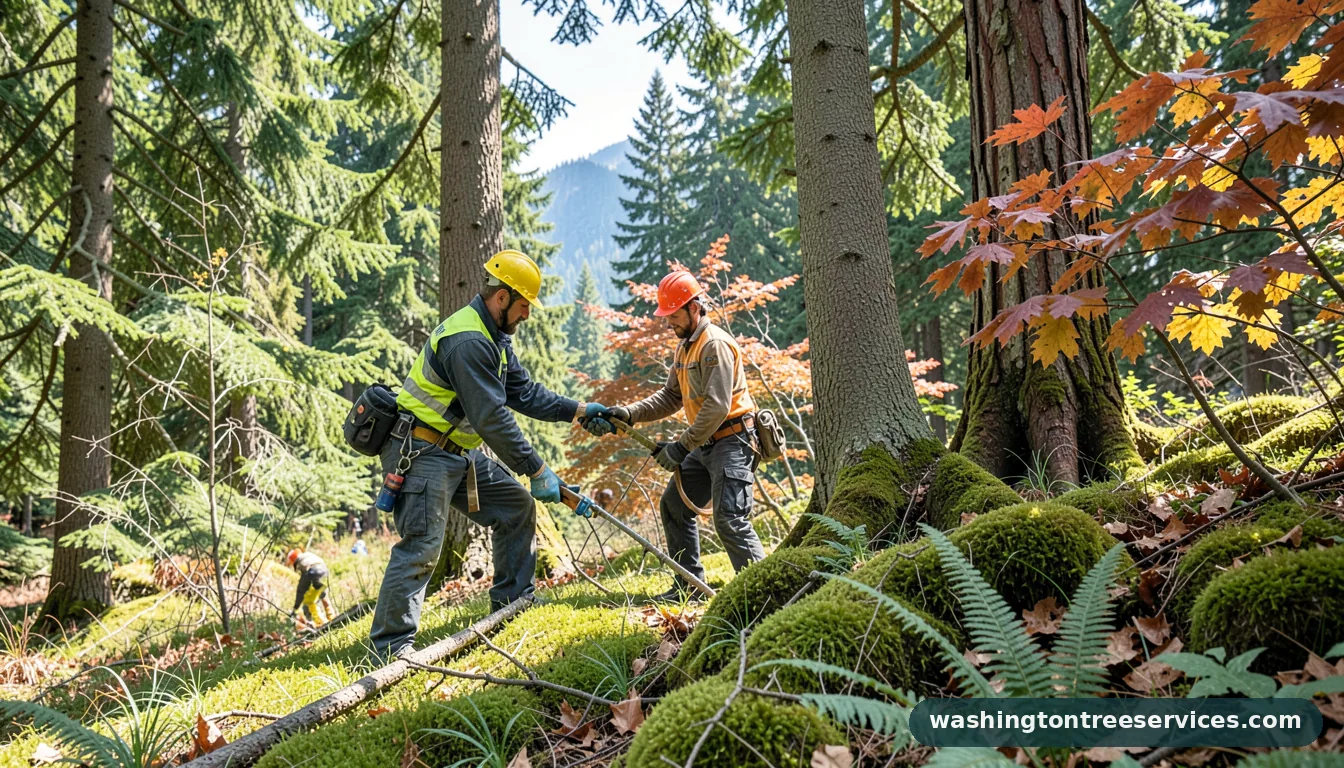 worst time to prune trees - tree service equipment and crew in Washington