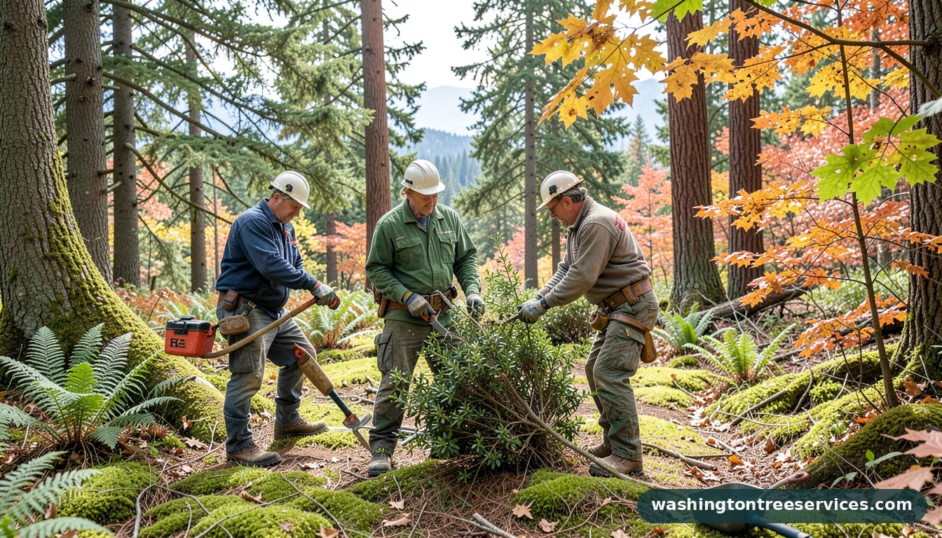 yew pruning - certified arborists at work in Washington