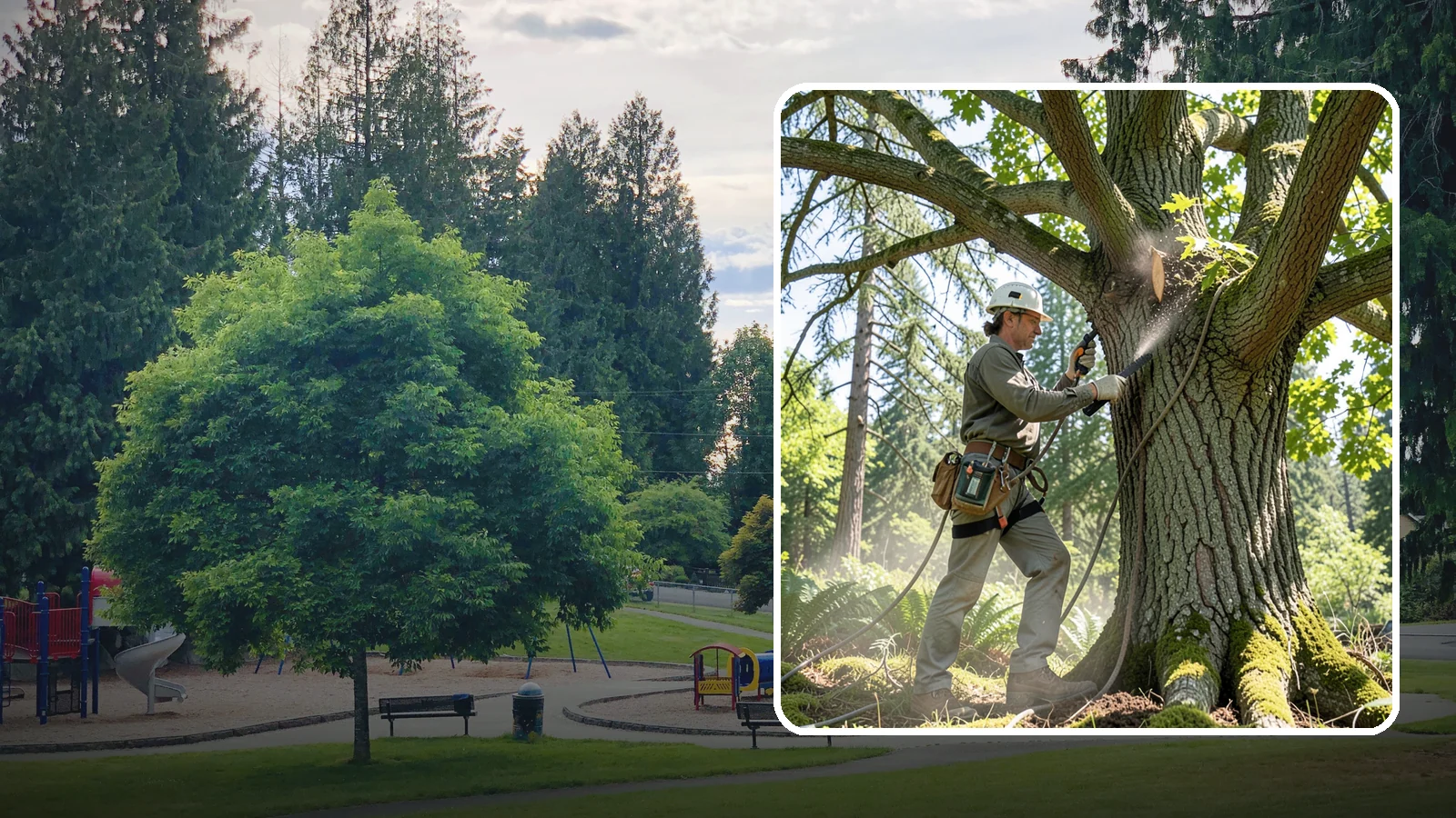 Air spading in Bonney Lake, Pierce County, WA - The use of compressed air to excavate soil without harming roots.