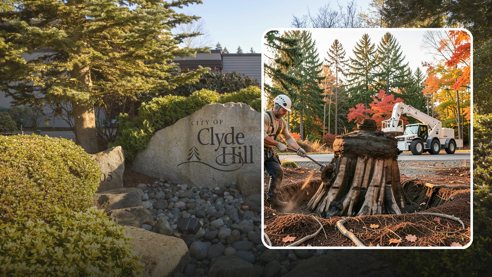 Backfill after stump grinding in Clyde Hill, King County, WA - The filling and grading of the void left after grinding.