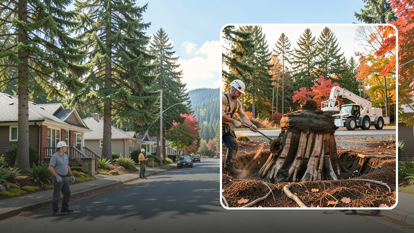 Backfill after stump grinding in Hunts Point, King County, WA - The filling and grading of the void left after grinding.