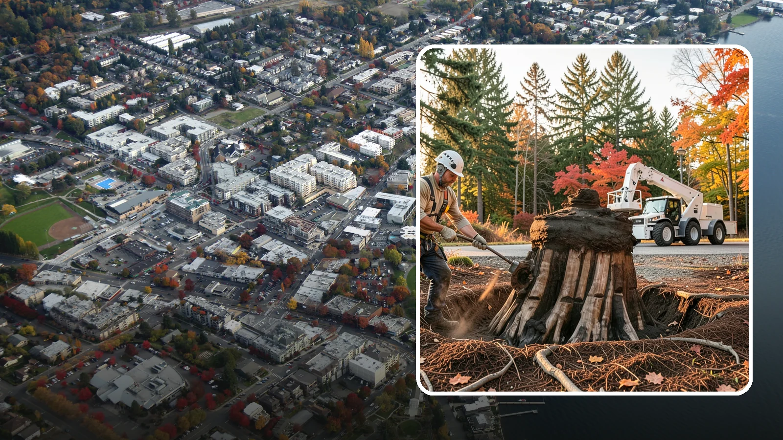 Backfill after stump grinding in Kirkland, King County, WA - The filling and grading of the void left after grinding.