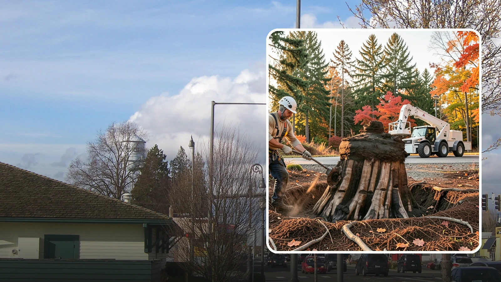 Backfill after stump grinding in Marysville, Snohomish County, WA - The filling and grading of the void left after grinding.