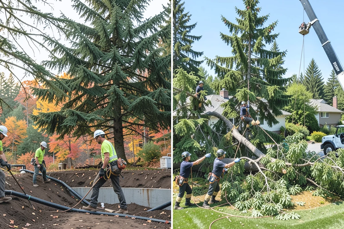 Bamboo removal in Bonney Lake, Pierce County, WA - Assess the site and mark features to protect