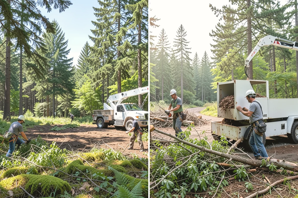 Bamboo removal in Monroe, Snohomish County, WA - Assess the site and mark features to protect