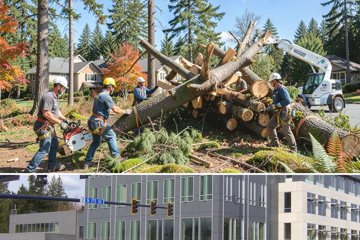 Bamboo removal in Shoreline, King County, WA - Work is best performed when ground conditions are stable enough for hauling equipment but before heavy rains make the wet terrain...