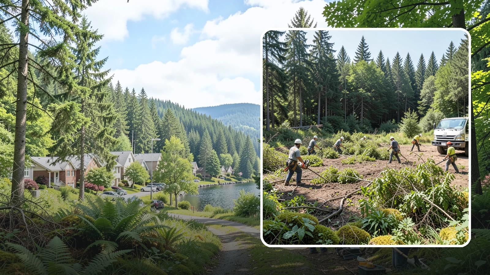 Blackberry removal in Lake Forest Park, King County, WA - The removal of invasive blackberry thickets.