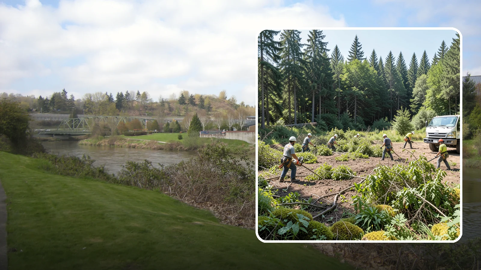 Blackberry removal in Tukwila, King County, WA - The removal of invasive blackberry thickets.