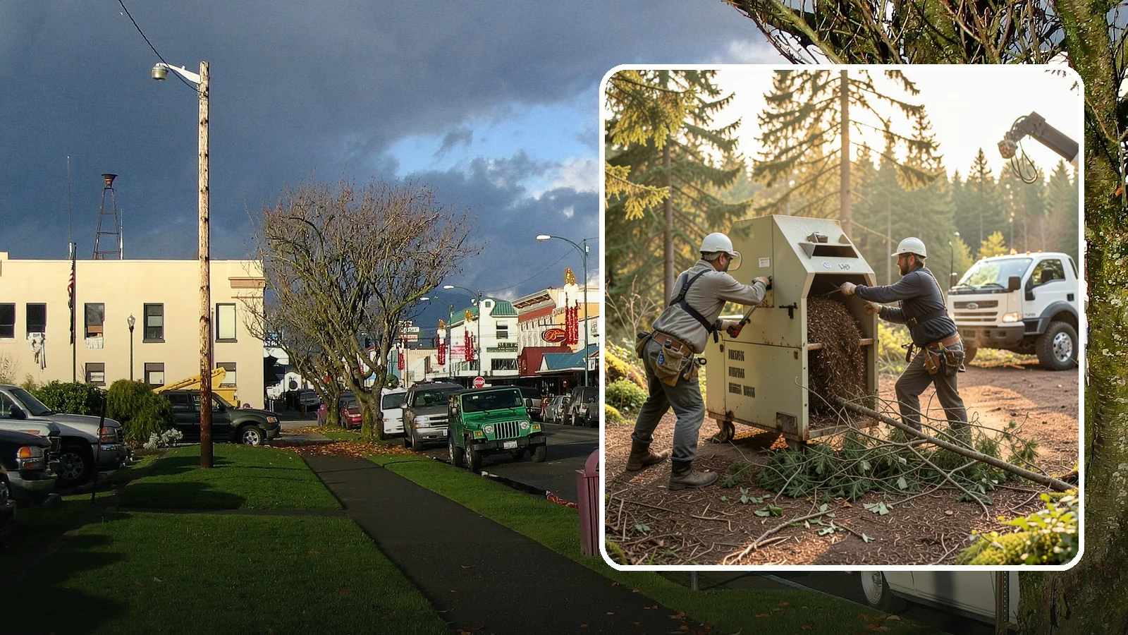 Brush Chipping in Arlington, Snohomish County, WA - The on-site chipping of brush and small branches into wood chips.