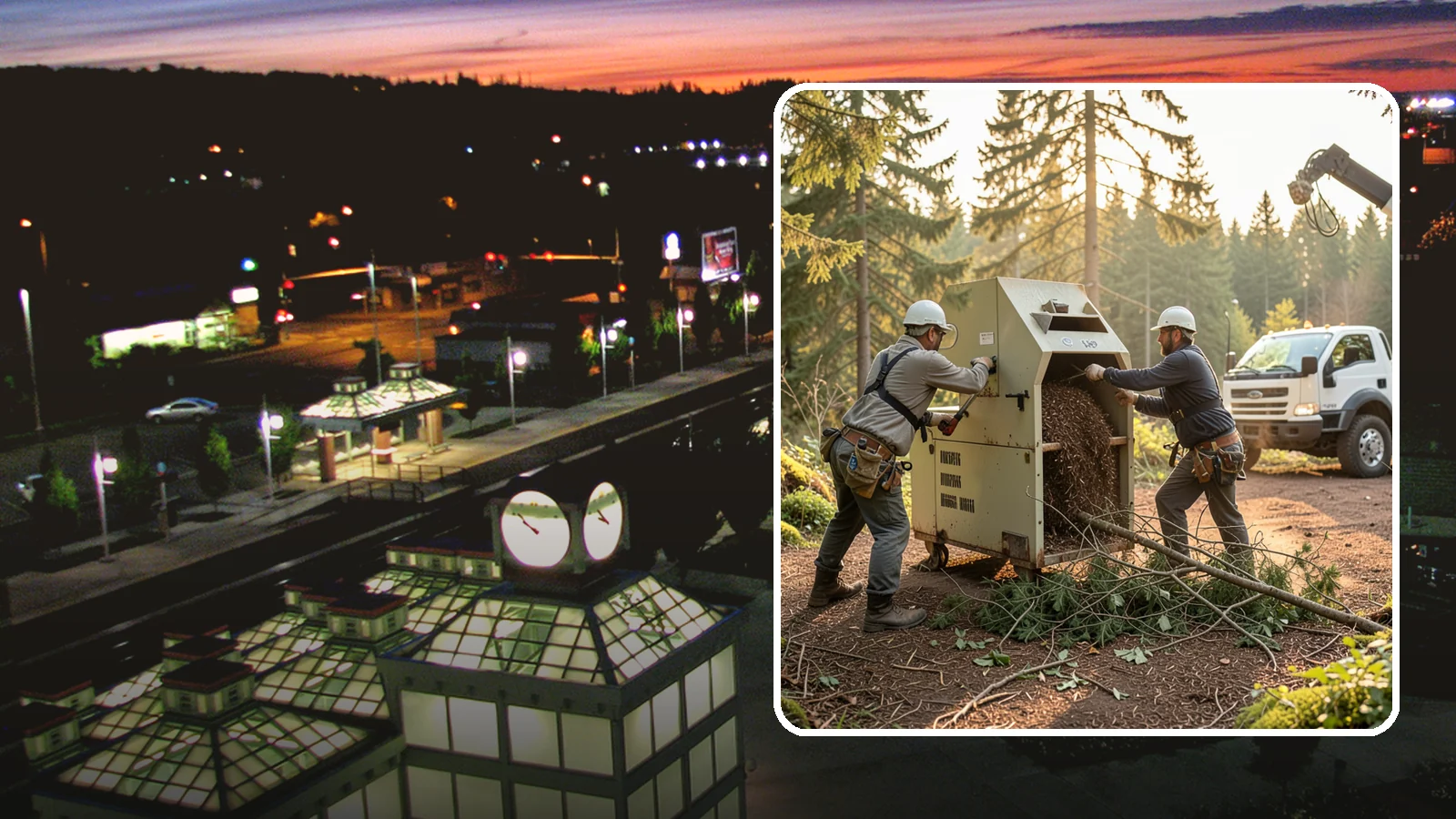 Brush Chipping in Auburn, King County, WA - The on-site chipping of brush and small branches into wood chips.