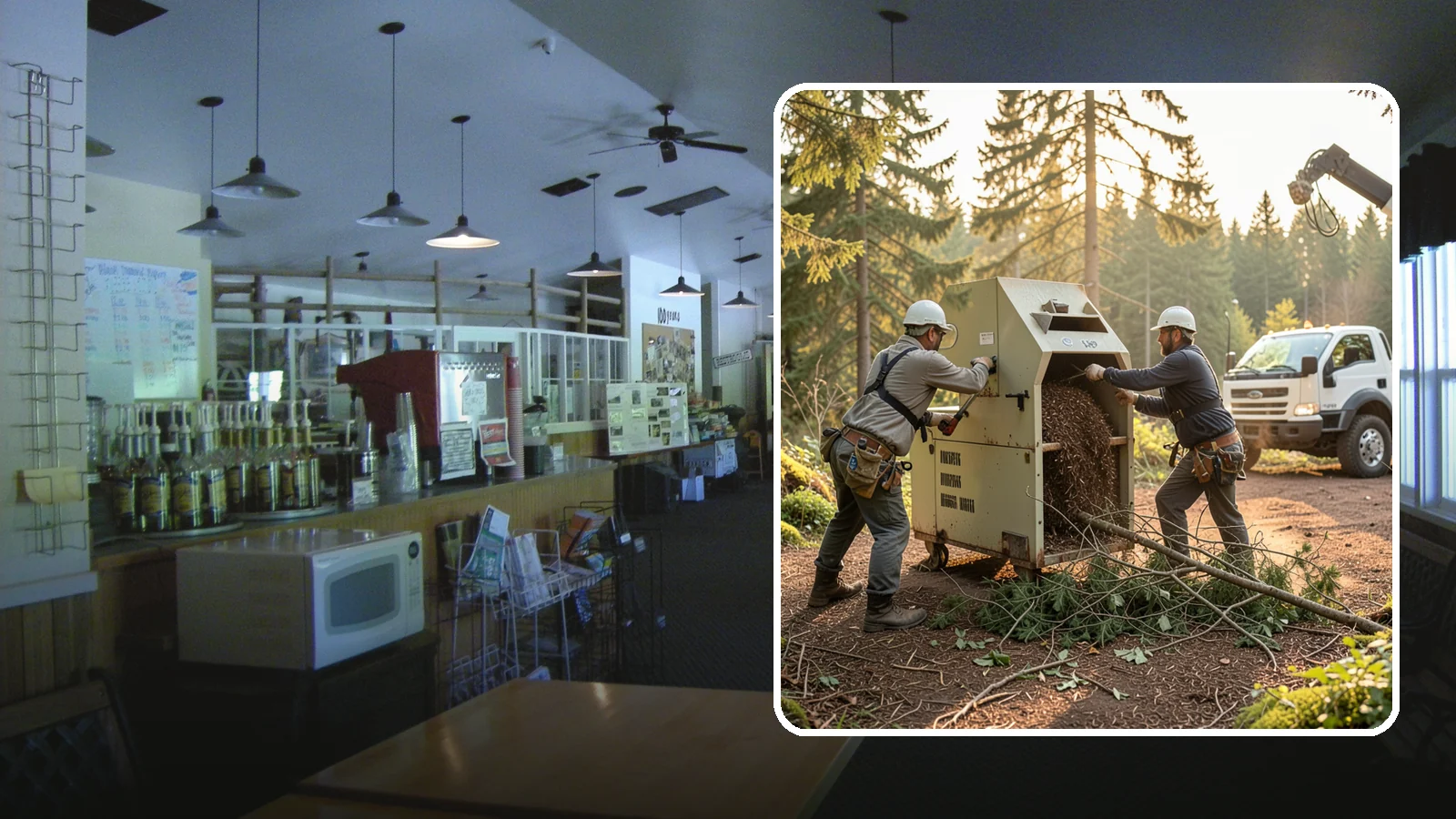 Brush Chipping in Black Diamond, King County, WA - The on-site chipping of brush and small branches into wood chips.