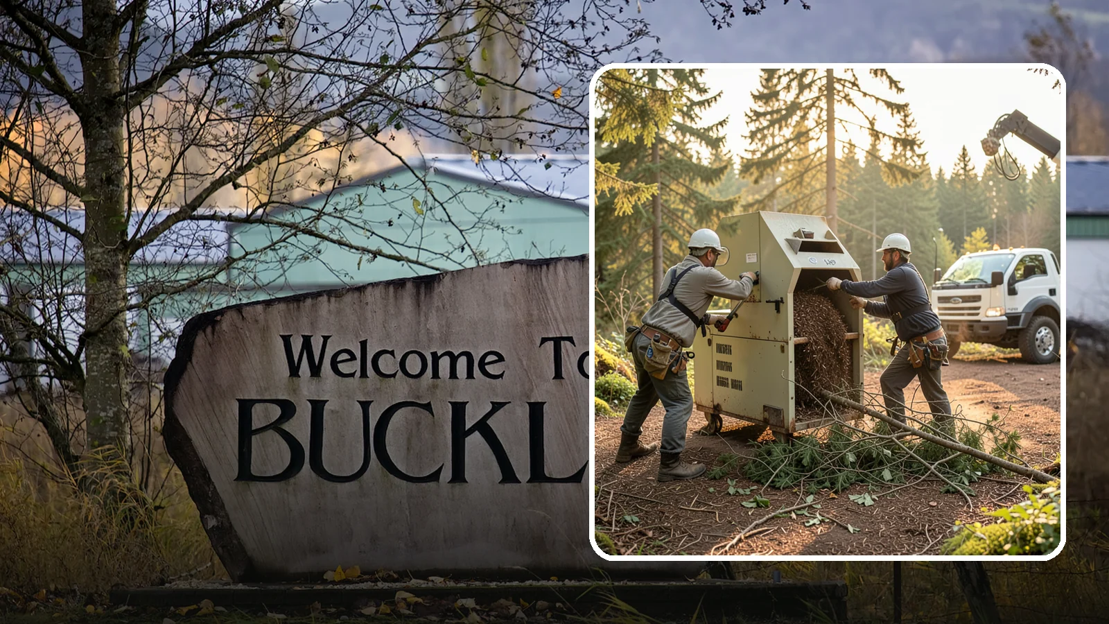 Brush Chipping in Buckley, Pierce County, WA - The on-site chipping of brush and small branches into wood chips.