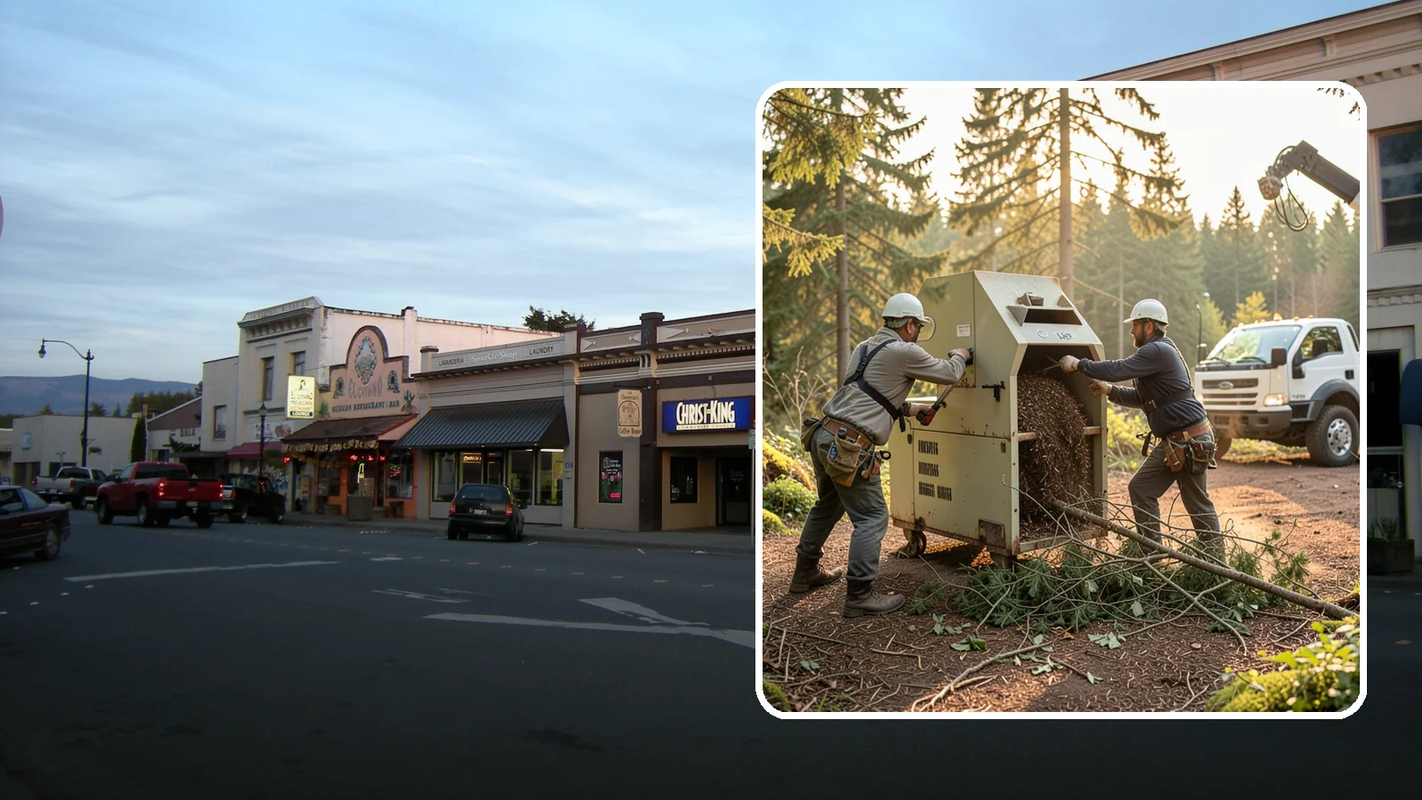 Brush Chipping in Burlington, Skagit County, WA - The on-site chipping of brush and small branches into wood chips.