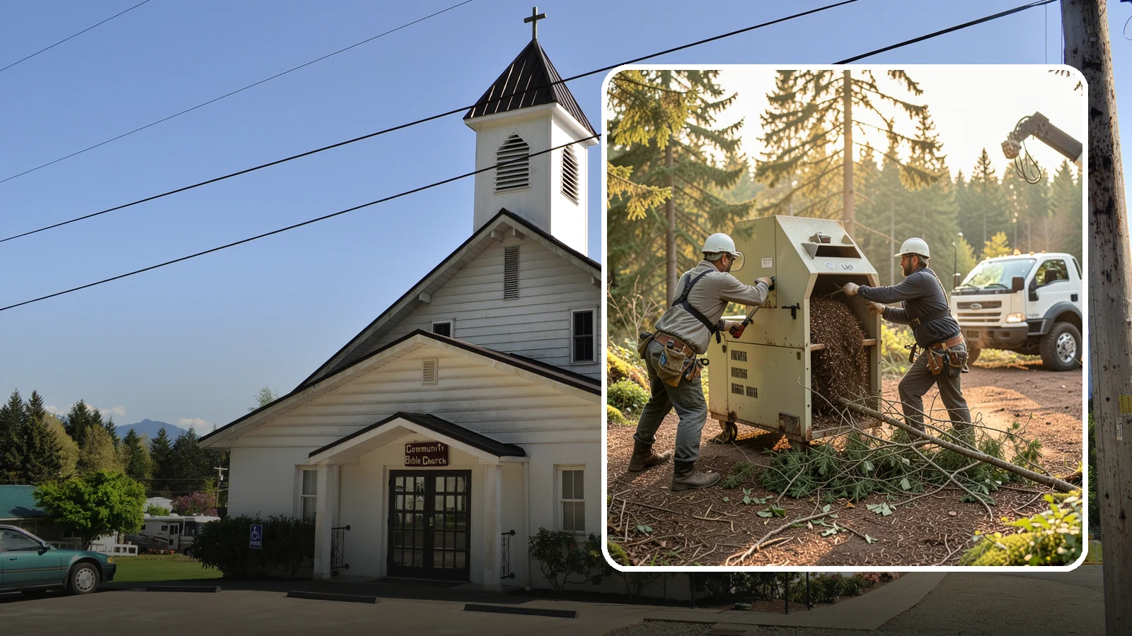 Brush Chipping in Concrete, Skagit County, WA - The on-site chipping of brush and small branches into wood chips.