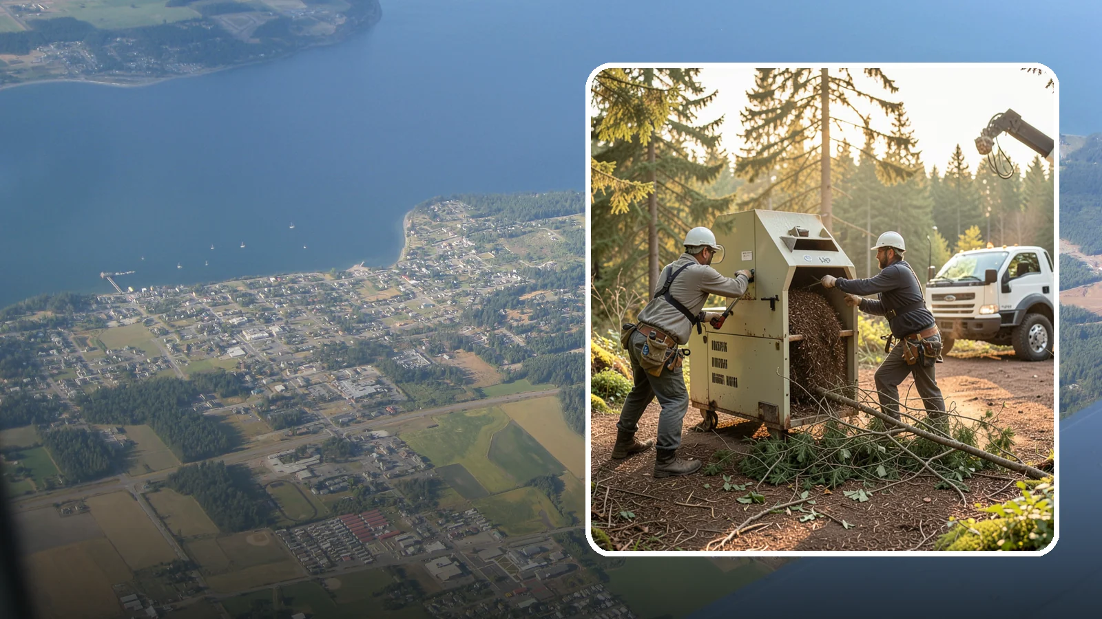 Brush Chipping in Coupeville, Island County, WA - The on-site chipping of brush and small branches into wood chips.