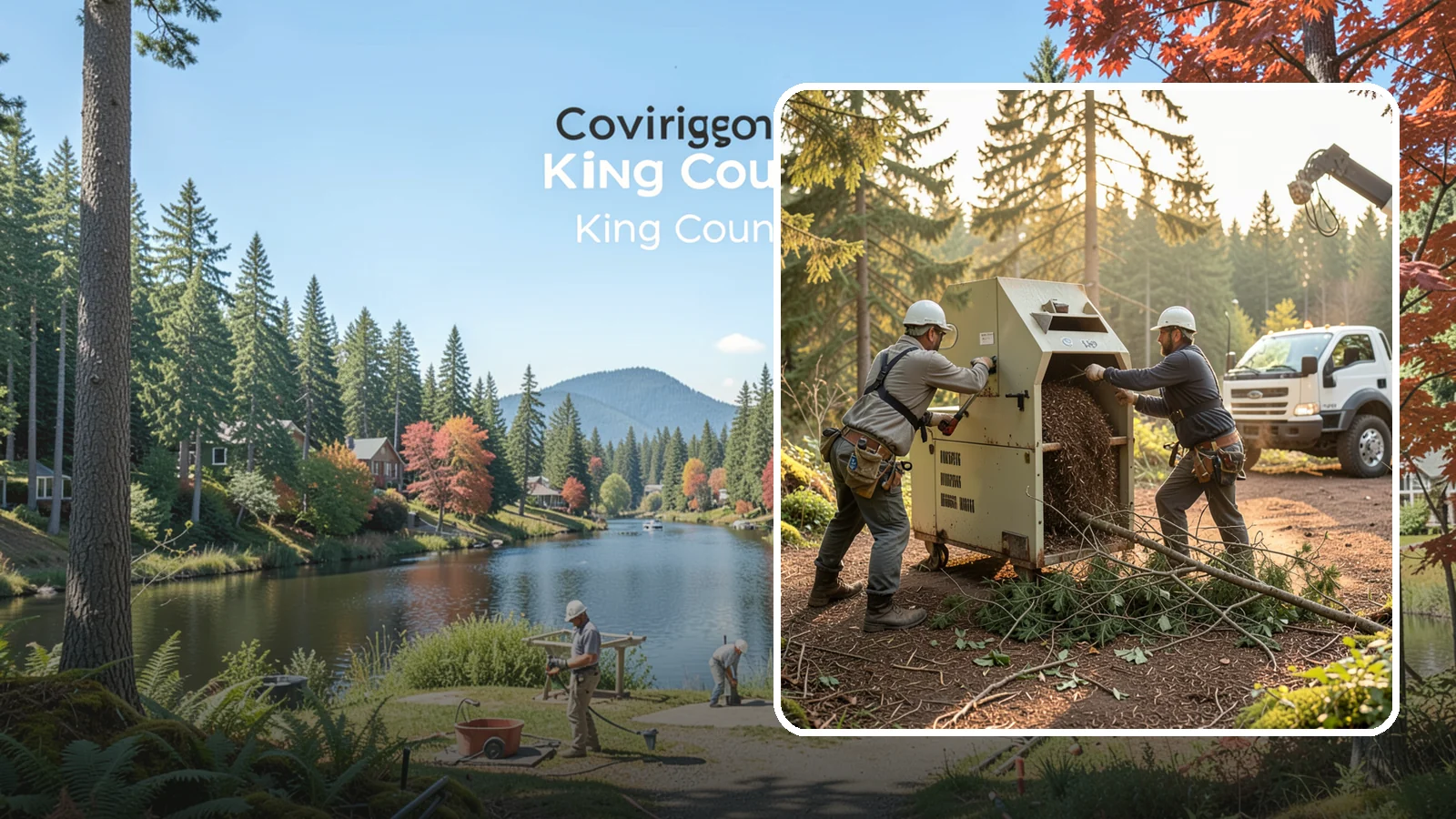 Brush Chipping in Covington, King County, WA - The on-site chipping of brush and small branches into wood chips.