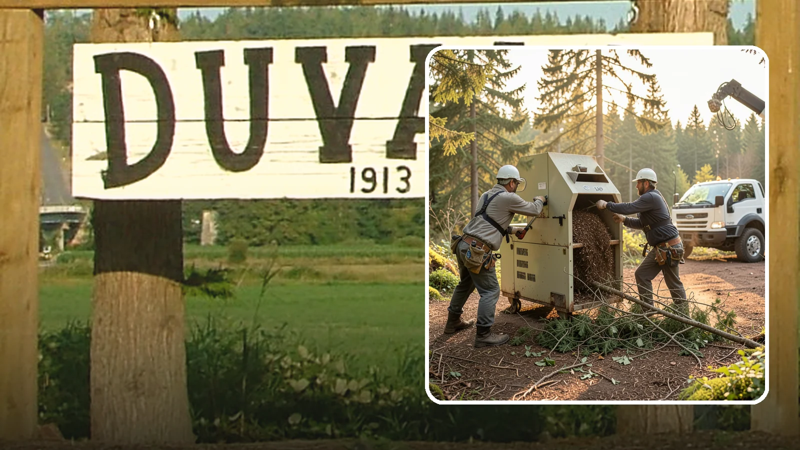 Brush Chipping in Duvall, King County, WA - The on-site chipping of brush and small branches into wood chips.