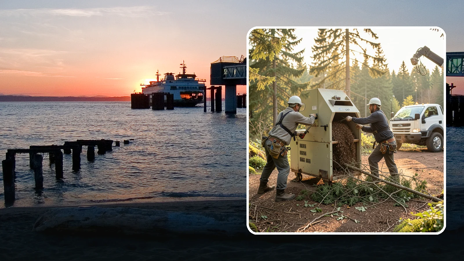 Brush Chipping in Edmonds, Snohomish County, WA - The on-site chipping of brush and small branches into wood chips.
