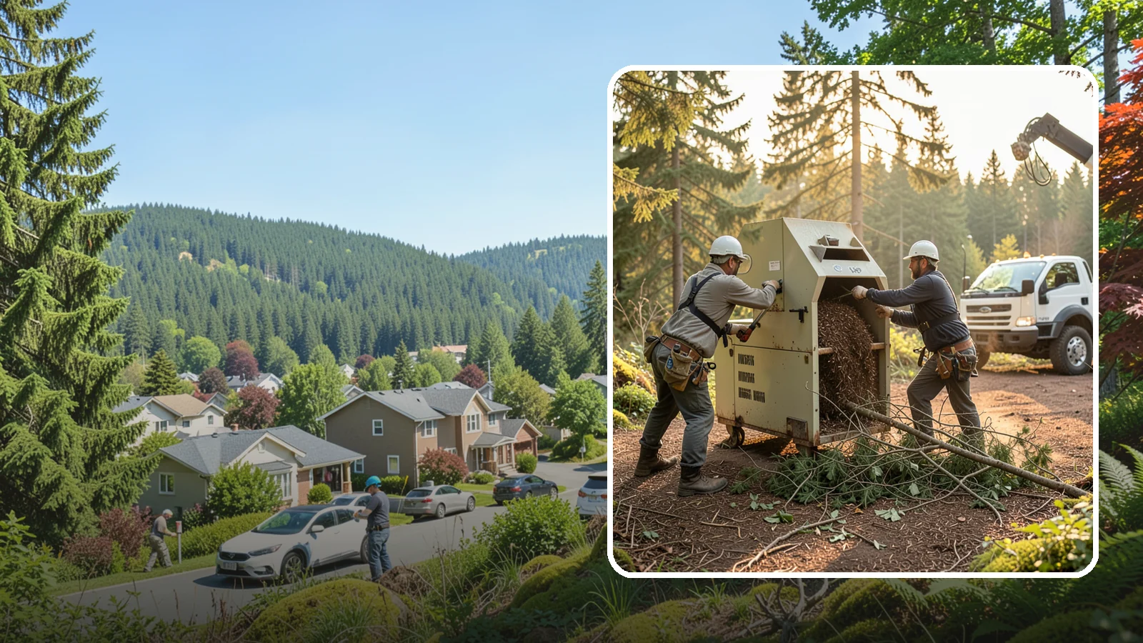 Brush Chipping in Index, Snohomish County, WA - The on-site chipping of brush and small branches into wood chips.
