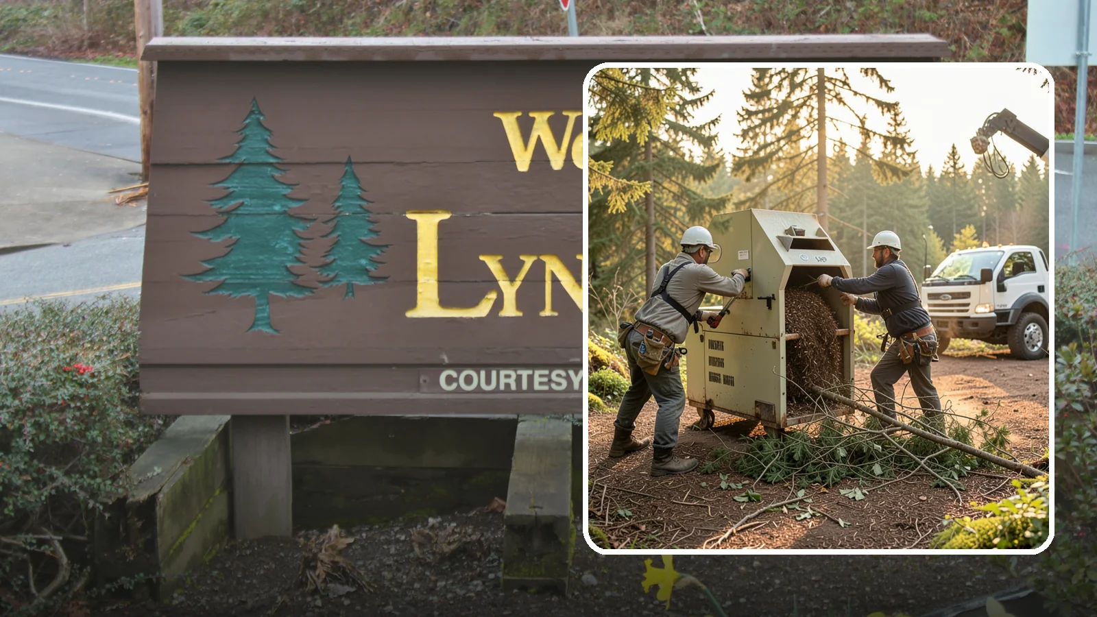 Brush Chipping in Lynnwood, Snohomish County, WA - The on-site chipping of brush and small branches into wood chips.