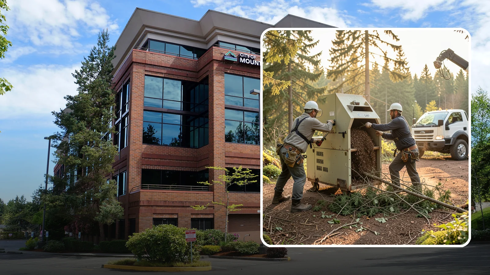 Brush Chipping in Mountlake Terrace, Snohomish County, WA - The on-site chipping of brush and small branches into wood chips.