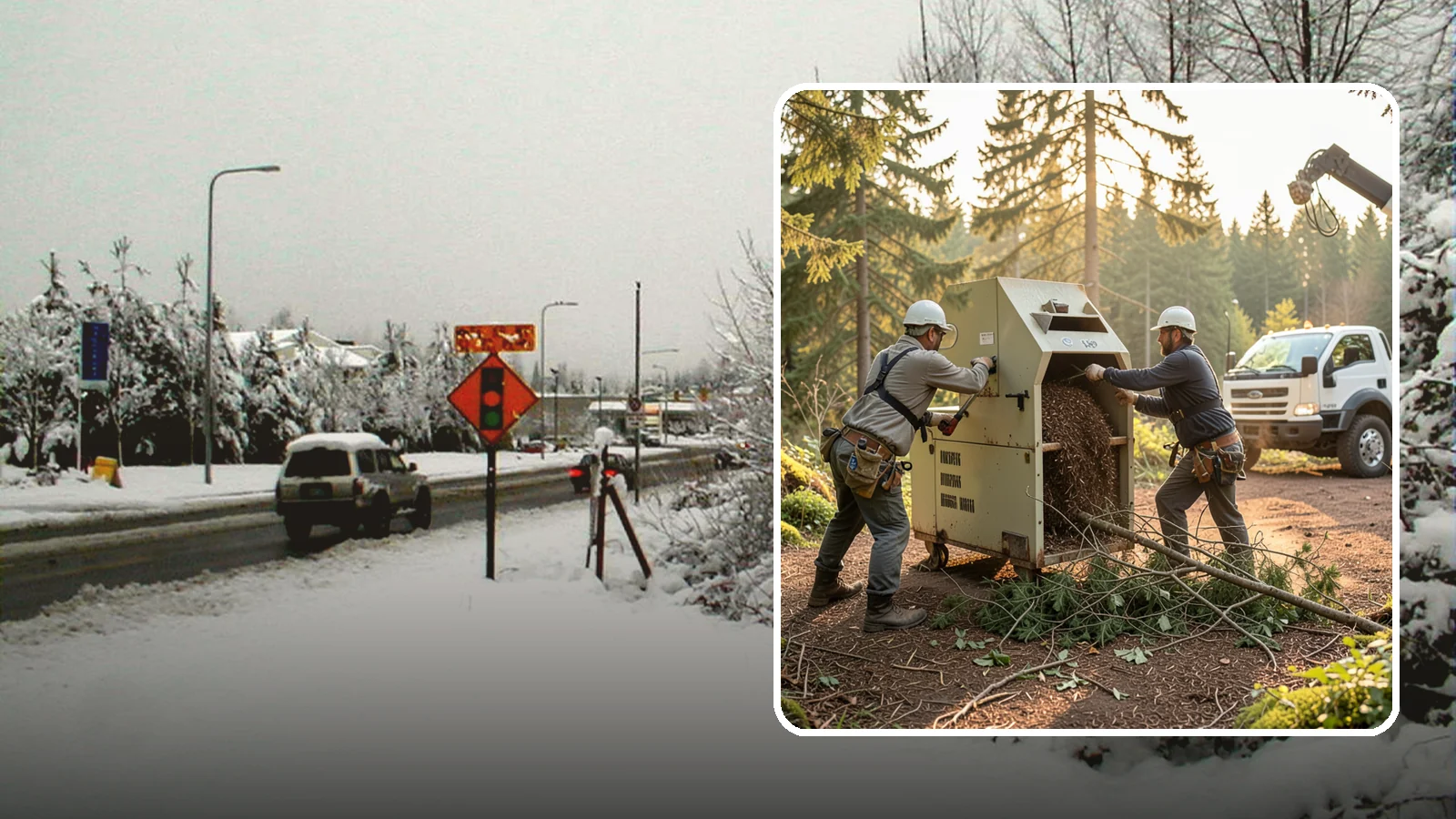 Brush Chipping in Newcastle, King County, WA - The on-site chipping of brush and small branches into wood chips.